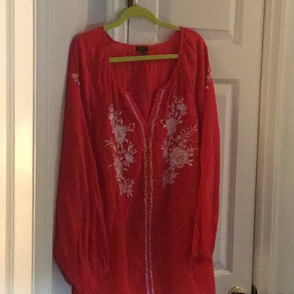 Red peasant tunic